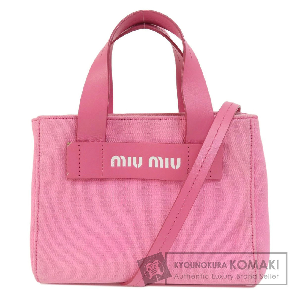 Miu Miu 2way handbag rolled leather top handles crossbody Pink